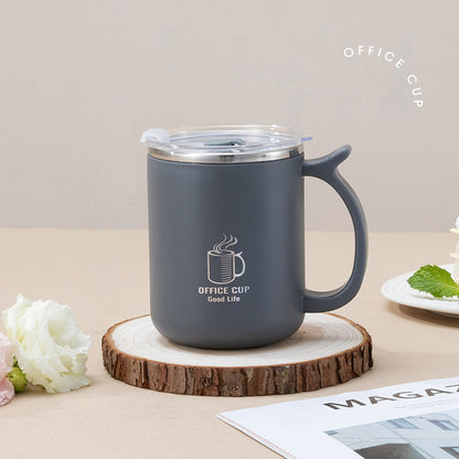 1pc 16.9oz/500ml Stainless Steel Insulated Coffee Mug with Lid & Handle - Double Layer Thermal Cup for Hot & Cold Beverages, Ergonomic Design, Keeps Drinks Hot/Cold for Hours, Durable & Stylish Student/Office Use, Coffee Trav