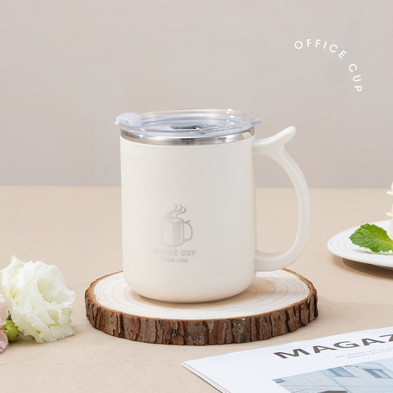 1pc 16.9oz/500ml Stainless Steel Insulated Coffee Mug with Lid & Handle - Double Layer Thermal Cup for Hot & Cold Beverages, Ergonomic Design, Keeps Drinks Hot/Cold for Hours, Durable & Stylish Student/Office Use, Coffee Trav