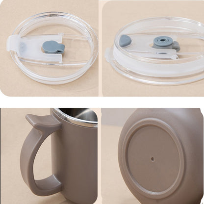 1pc 16.9oz/500ml Stainless Steel Insulated Coffee Mug with Lid & Handle - Double Layer Thermal Cup for Hot & Cold Beverages, Ergonomic Design, Keeps Drinks Hot/Cold for Hours, Durable & Stylish Student/Office Use, Coffee Trav