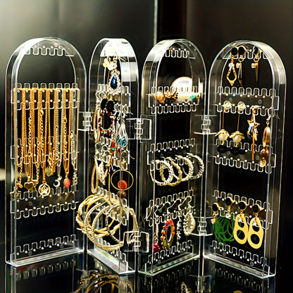 240-Hole Clear Acrylic Earring Display Stand - Large Capacity Jewelry Organizer for Studs, Hoops & Dangling Earrings, Transparent Plastic Design for Small Businesses, Shops & Retailers, Jewelry Display, Jewelry Towers