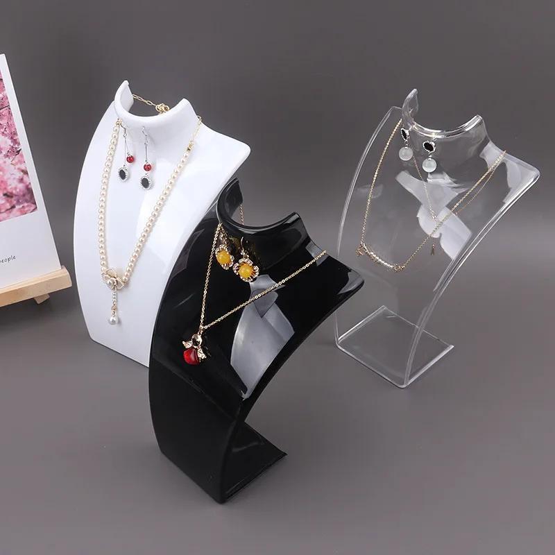1pc Jewelry Display Fashion Model Necklace Mannequin Pendant Earring Showing Stand Plastic Jewellry Bust Cases, Jewelry Towers
