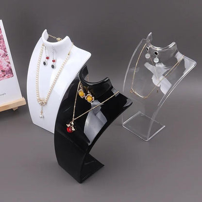 1pc Jewelry Display Fashion Model Necklace Mannequin Pendant Earring Showing Stand Plastic Jewellry Bust Cases, Jewelry Towers