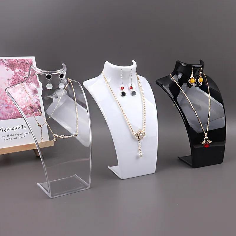 1pc Jewelry Display Fashion Model Necklace Mannequin Pendant Earring Showing Stand Plastic Jewellry Bust Cases, Jewelry Towers