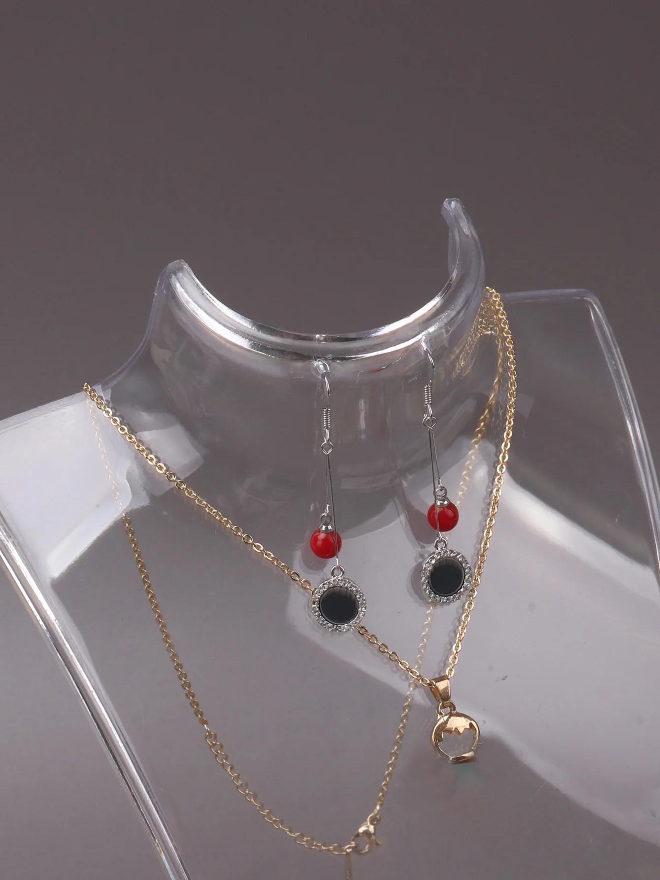 1pc Jewelry Display Fashion Model Necklace Mannequin Pendant Earring Showing Stand Plastic Jewellry Bust Cases, Jewelry Towers