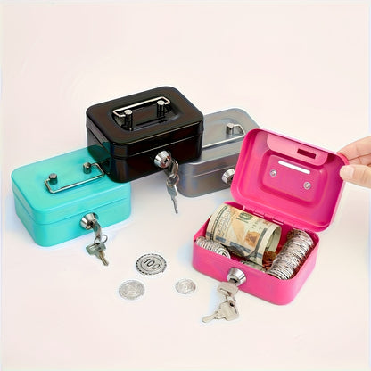 [Two Colors Optional]1pc Metal Key Lock Storage Box, Money Box, Adult Safe, Coin Safe, Adult Safe, Safe, Cash Register 4.5 * 3.8 * 2.3 Inches / 11.5 * 9.9 * 5.8 Cm