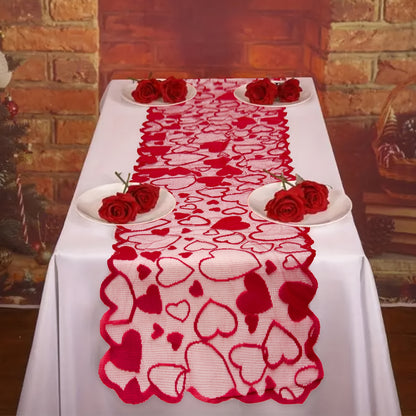 1/5pcs Valentine's Day heart-shaped red lace table flag placemat set for home decoration, anniversary parties, romantic home decoration tablecloths for weddings and Valentine's Day decorations