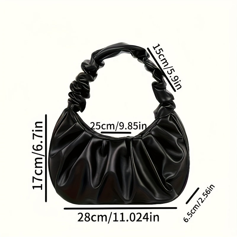 Structured Small Handbag with Ruffled Bow & Snap Button Closure