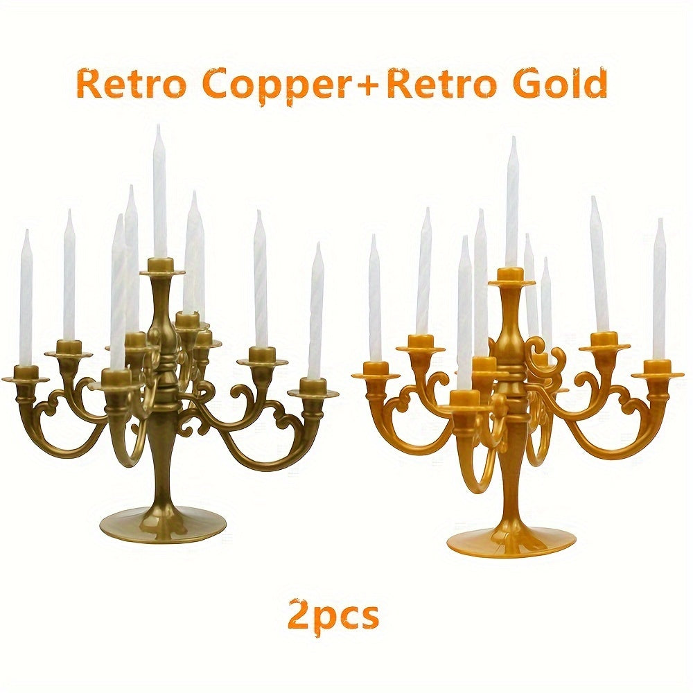 Elegant Candelabra Cake Topper Set with Candles - Perfect for Weddings, Birthdays & Holiday Celebrations - Versatile Table Centerpiece & Home Decor