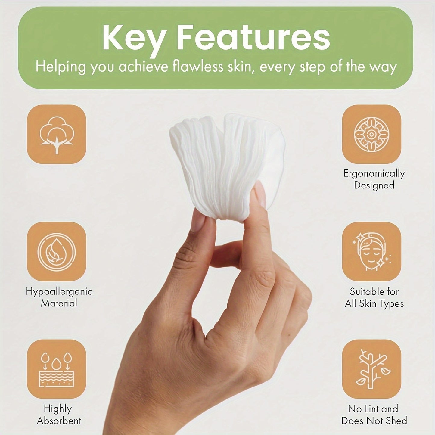 60/120/240pcs oval cleaning pad, suitable for face use, high-quality cosmetic water pad, velvet-free round pad, suitable for all light brown types, disposable facial cleansing and cleansing face pads