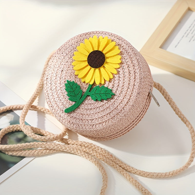 Chic Summer Straw Crossbody Bag for Youngsters - Durable, Zip Closure, Perfect for Beach & Everyday Use