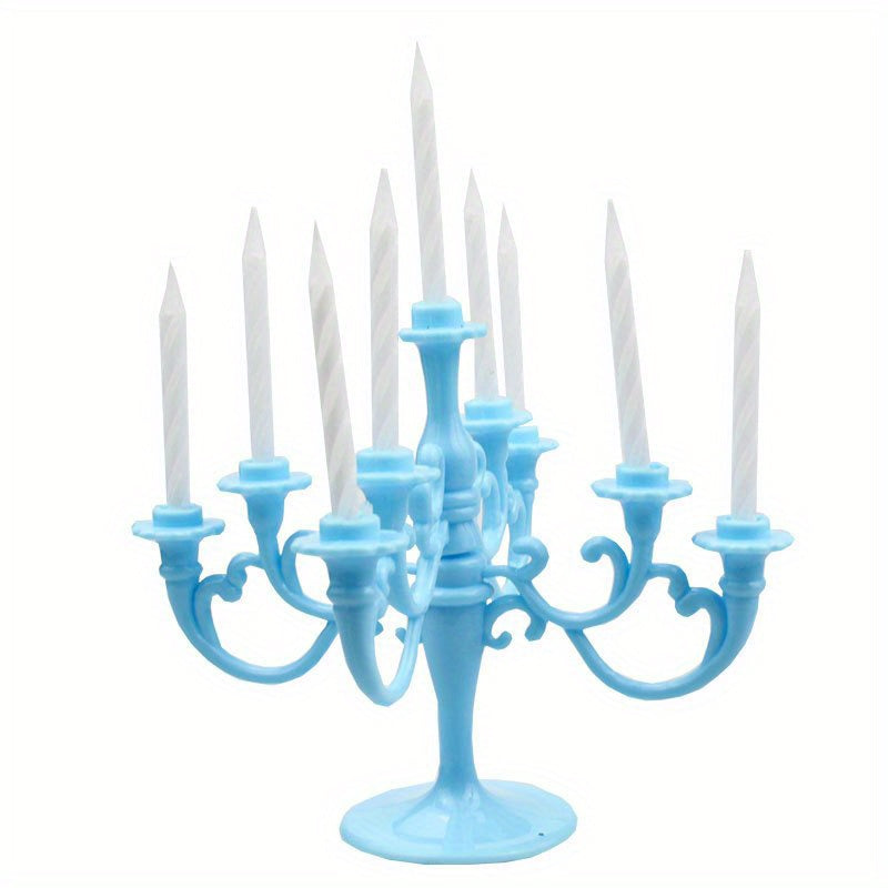 Elegant Candelabra Cake Topper Set with Candles - Perfect for Weddings, Birthdays & Holiday Celebrations - Versatile Table Centerpiece & Home Decor
