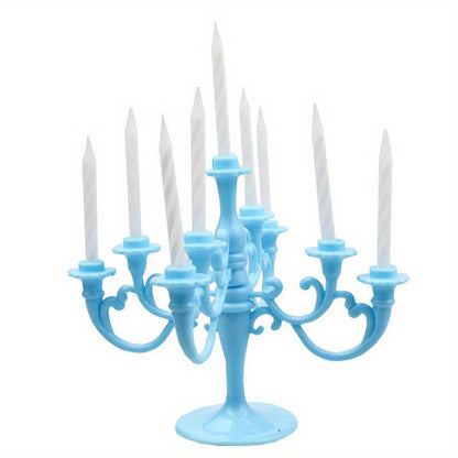 Elegant Candelabra Cake Topper Set with Candles - Perfect for Weddings, Birthdays & Holiday Celebrations - Versatile Table Centerpiece & Home Decor
