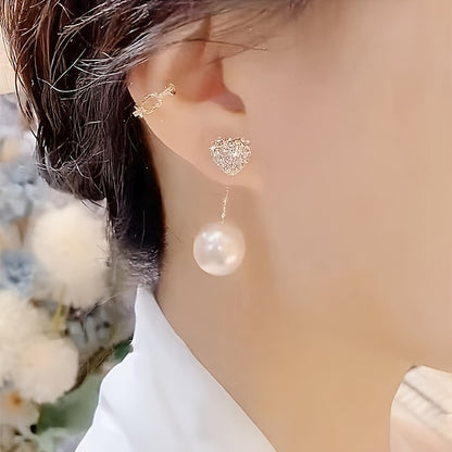 Heart-Shaped Earrings with Sparkling Rhinestones and - Zinc Alloy