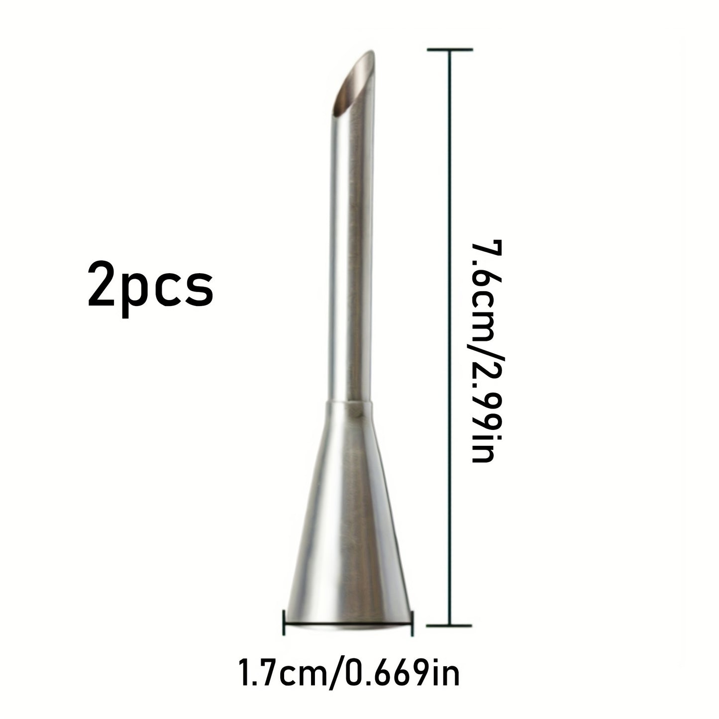 2-Pack Stainless Steel Piping Nozzles, Long Puff Tip, for Baking, Pastry Nozzle for Cookie, Dessert, Cake Decoration, Professional Baking Tools