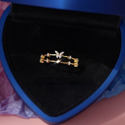 Elegant Double Layer Geometric Open Cuff Ring