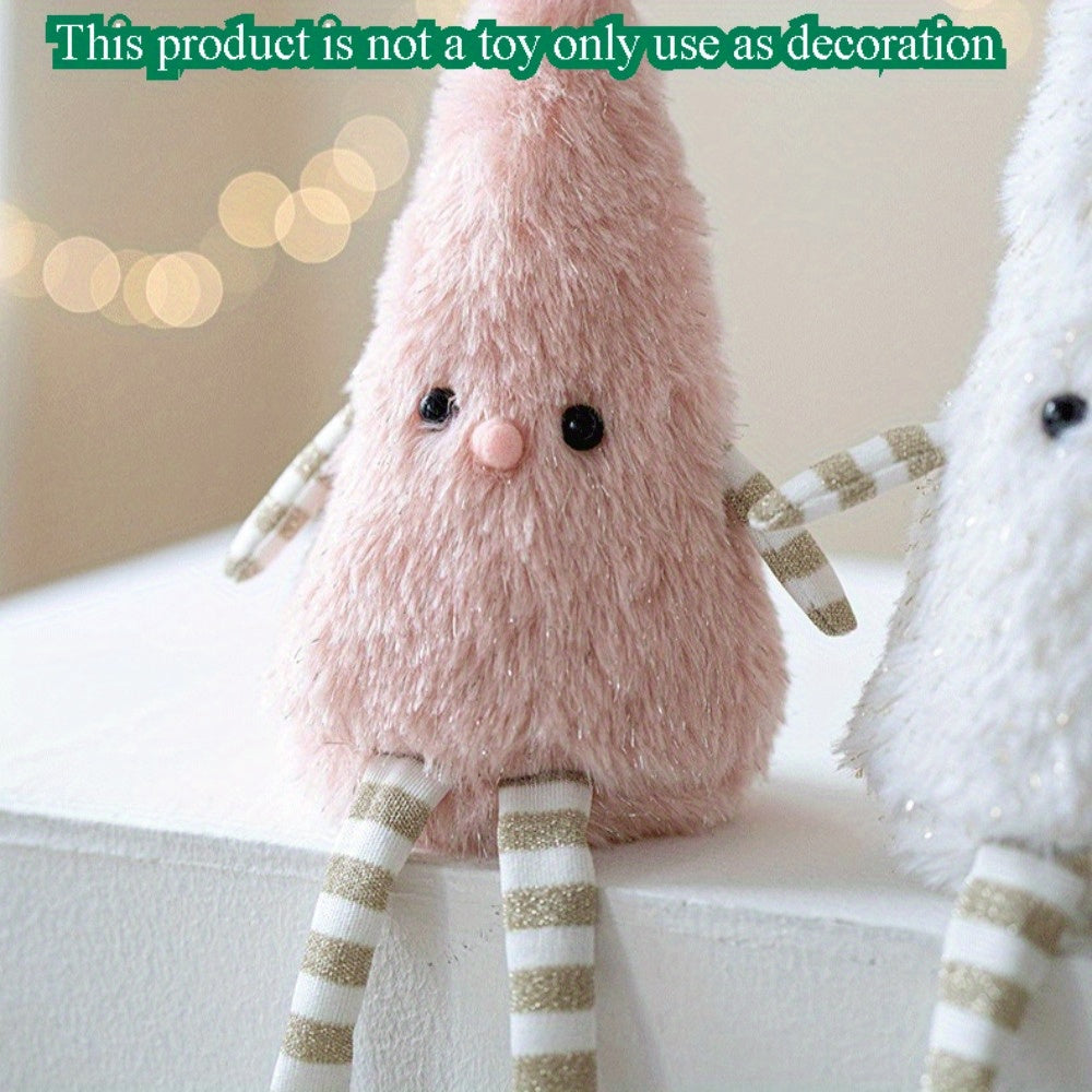 Cute Plush Christmas Tree Figurine Pendant with Stars & Striped Socks - Pink, White Green Fabric Holiday Decor for Home Living Room Windows No Electricity Needed Perfect for Xmas New Year Winter Tailgate Parties Halloween Fal