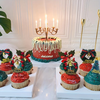 Elegant Candelabra Cake Topper Set with Candles - Perfect for Weddings, Birthdays & Holiday Celebrations - Versatile Table Centerpiece & Home Decor