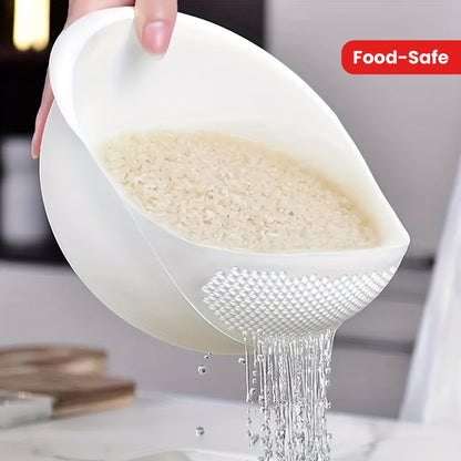 1pc Multi-Functional Kitchen Washing Basket Basin - Food-Safe Plastic with Drain Holes for Efficient Draining, Rinsing Rice, Vegetables & Fruits - Space-Saving Design for Small Kitchens & Dishwashing