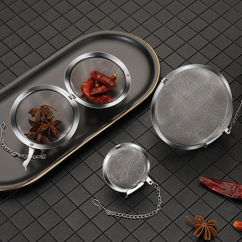 1-Pack Heavy-Duty 304 Stainless Steel Spice Ball Infuser with Chain - Heavy Chain Links for Securing Lid/Pot - Tea, Soup, Stew, Curry, Brewing - Easy-Clean Kitchen Gadgets for Home & Commercial Use - Ideal Gift for Cooks