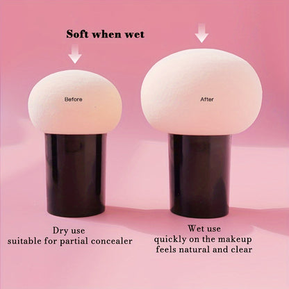 2pcs Handle Mushroom Makeup Sponge Portable Makeup Powder Puff Suitable for Wet and Dry Use Face Mushroom Head Makeup Sponge Foundation Makeup Sponge Powder Puff Beauty Tool Smooth Sponge