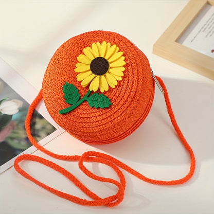Chic Summer Straw Crossbody Bag for Youngsters - Durable, Zip Closure, Perfect for Beach & Everyday Use