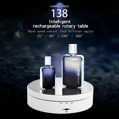 Electric Rotating Display Stand Turntable with Mirror Top, USB Powered, 5V Operating Voltage, 3 Speeds, Jewelry Display Holder, 6.6lbs Capacity
