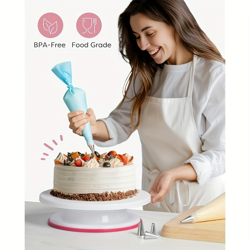 Cake Turntable, Cake Decoration Supplies, with Rotatable Cake Stand Turntable, Smooth Rotatable Cake Turntable Stand, Cake Decoration Kit Display Stand Baking Tool Accessories, Cake Decorating Kit, Cake Decorating Bag, Cake B