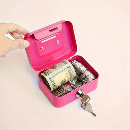 [Two Colors Optional]1pc Metal Key Lock Storage Box, Money Box, Adult Safe, Coin Safe, Adult Safe, Safe, Cash Register 4.5 * 3.8 * 2.3 Inches / 11.5 * 9.9 * 5.8 Cm