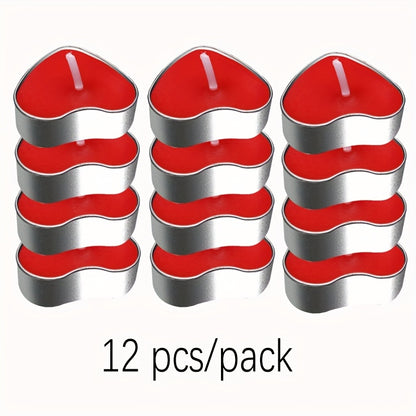 12/50 Heart-Shaped Candles - Golden & White, Single-Wick, Short Burn Time (1-4 Hours), Ideal for Valentine'S Day, Christmas, Halloween, Thanksgiving, Ramadan, and More - Perfect for Home Decor and Special Occasions, Candle De