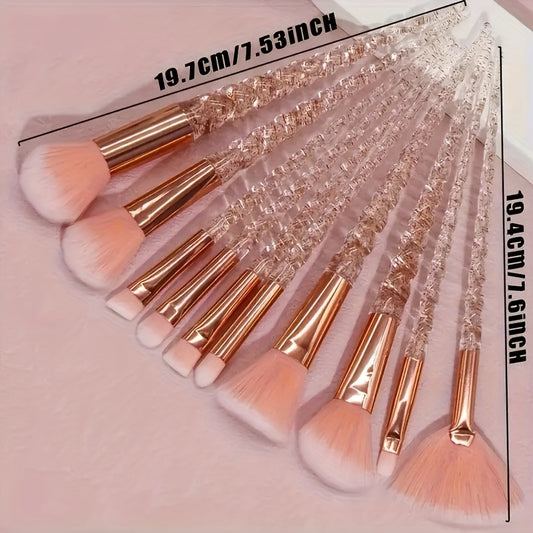 10pcs round makeup brush set, nylon bristle, ABS plastic handle, alcohol free, easy to use, basic color, eyeliner, eye shadow, lip brush, Independence Day gift
