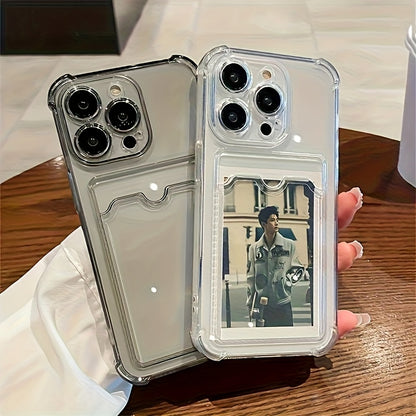 Premium Clear Back Case Featuring a Card Slot for Protection, Compatible with Iphone Models 16, 15, 14, 13, 12, 11 Pro Max, 13, 12 Mini, X, Xs Max, Xr, 8, And 7 Plus, Designed to Be Shock-Resistant.