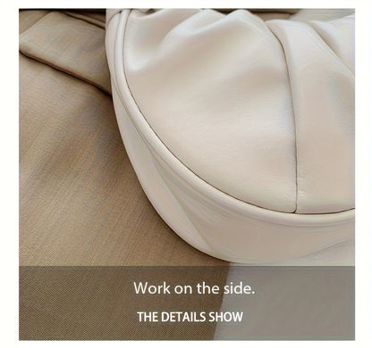 Structured Small Handbag with Ruffled Bow & Snap Button Closure