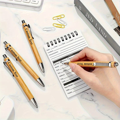 30pcs Customized Engraved Bamboo Pens, Black Ink, Stick Construction, for Teachers, Office, Supplies, Colleagues, Employee Appreciation Gifts - Ideal for Camping Stationery, Customized Stationery, Corporate Giveaways, Teacher