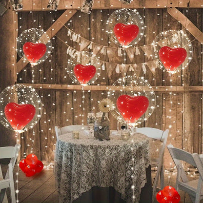 12pcs 18-inch Transparent Bubble Ball Red Balloon Set, Suitable for Valentine's Day, Birthday, Wedding, Proposal and Anniversary Celebrations, with Large Red Heart-shaped Balloons - Indoor and Outdoor Balloon Decoration, No E