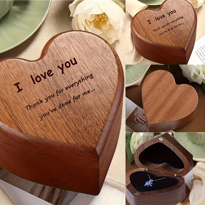 Heart-Shaped Bamboo Gift Box With Heart-Shaped Pendant Necklace, Handmade Birthday Gift For Wife, Unique Gift For Her, Valentine's Day Gift For My Beloved, Anniversary Gift