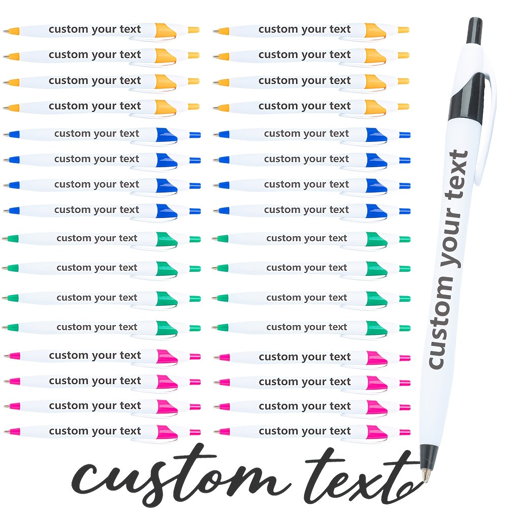 30pcs/50pcs/12pcs 50/30/12pcs Ballpoint Pens, Customizable with Inspirational Quotes, Names, And Logos. Colorful, Smooth Writing Ballpoint Pens with Black Ink for Christmas And Back-To-School Gifts.