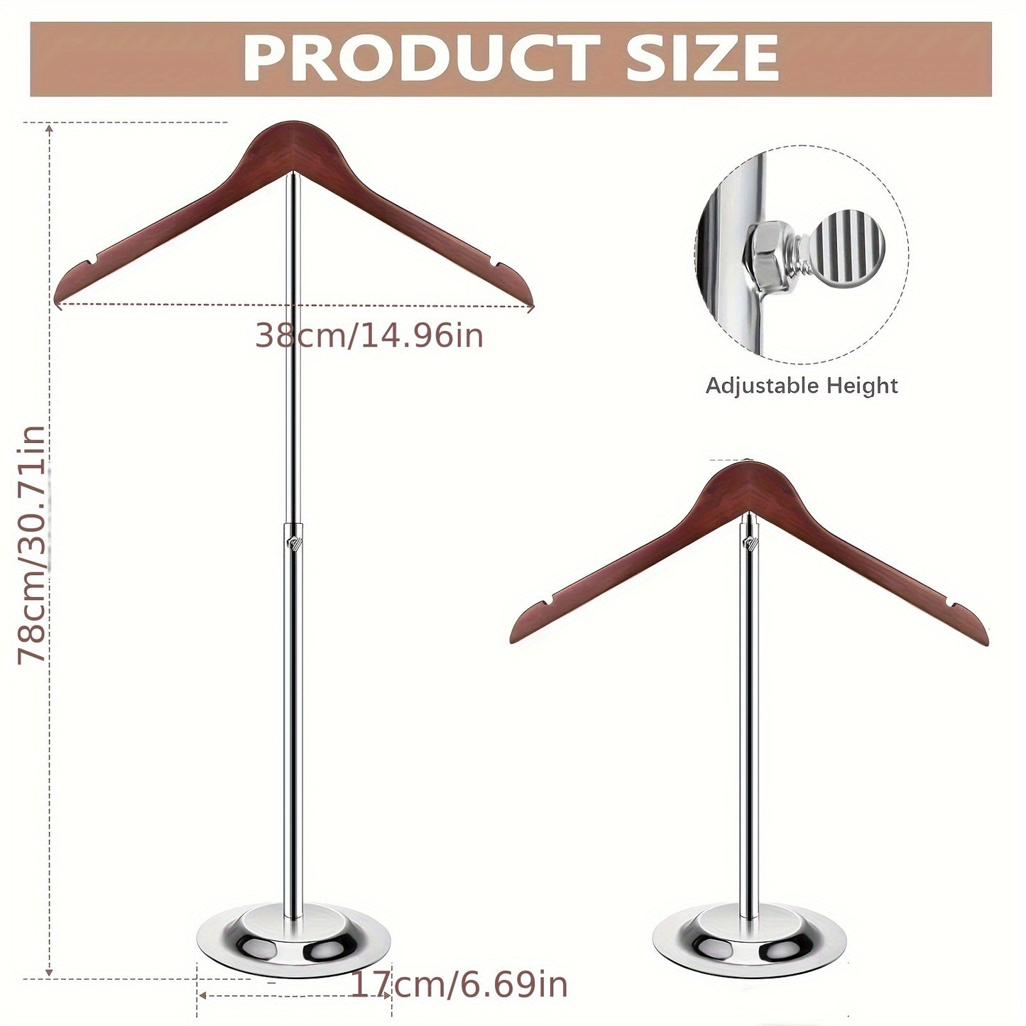 1pc Adjustable Metal T-Shirt Display Stand - Flexible Shoulder Rack for Adults, Portable Clothing Hanger for Vendors, Steaming Clothes Holder for Retail and Home Use, Retail Clothing Display | Modern Clothing Rack | Durable M