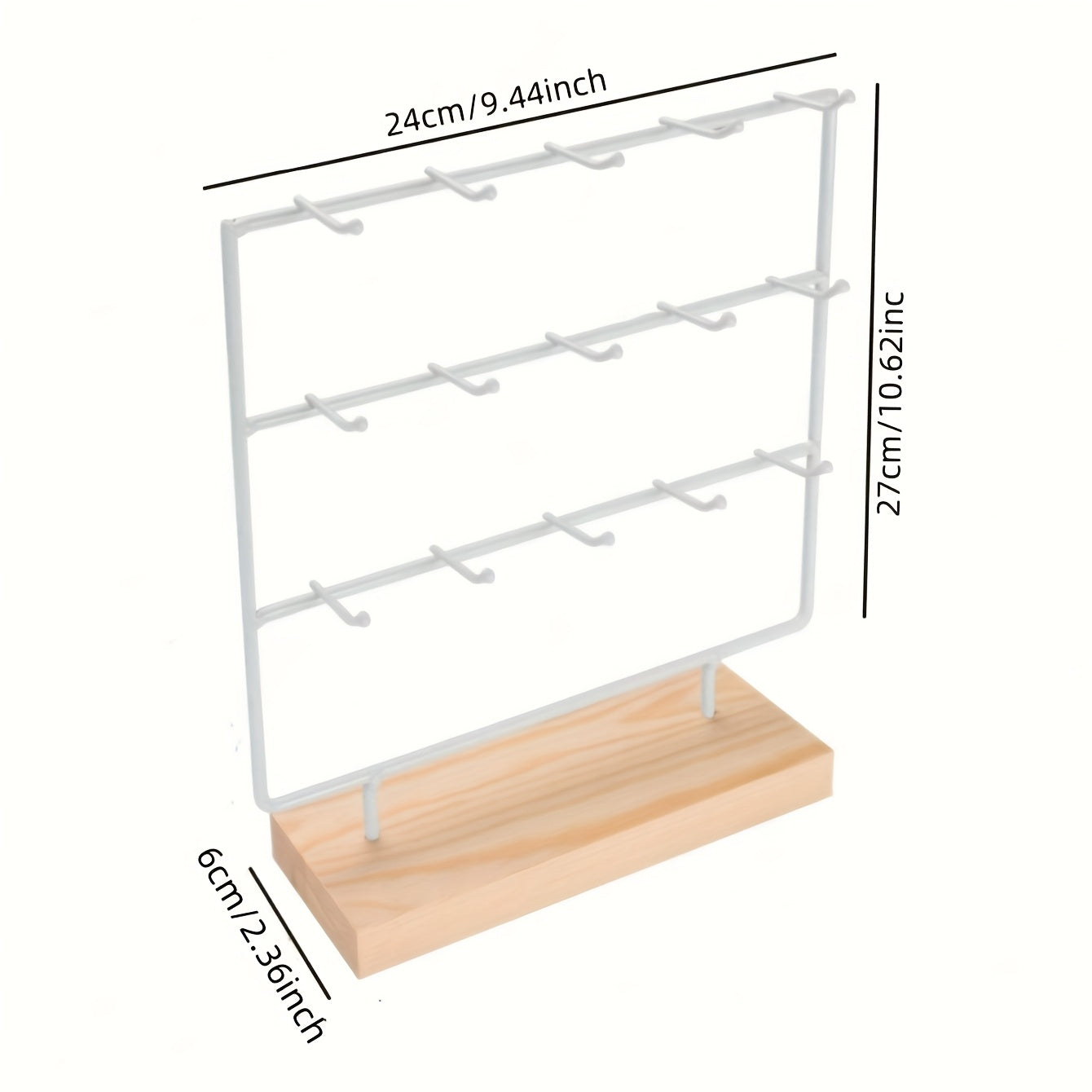 1pc Elegant Wooden Earring Display Stand with Metal Frame - Rectangular, Lacquered Finish, Perfect for Selling or Organizing Jewelry, Jewelry Display | Modern Earring Rack | Durable Jewelry Stand, Jewelry Display Rack, Jewelr
