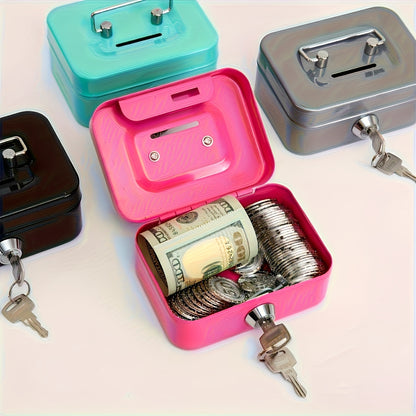 [Two Colors Optional]1pc Metal Key Lock Storage Box, Money Box, Adult Safe, Coin Safe, Adult Safe, Safe, Cash Register 4.5 * 3.8 * 2.3 Inches / 11.5 * 9.9 * 5.8 Cm