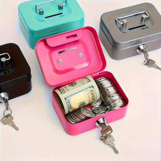 [Two Colors Optional]1pc Metal Key Lock Storage Box, Money Box, Adult Safe, Coin Safe, Adult Safe, Safe, Cash Register 4.5 * 3.8 * 2.3 Inches / 11.5 * 9.9 * 5.8 Cm