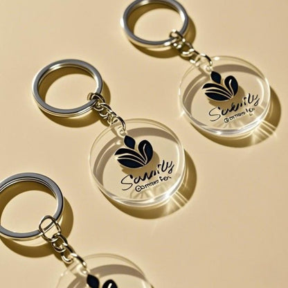 10/20/30/50/80 Custom Clear Acrylic Keychains - Round Photo/Logo/Text Engraved Key Rings, Durable Personalized Gifts Suitable for Backpack Decorations, Couples, Friends, and Family