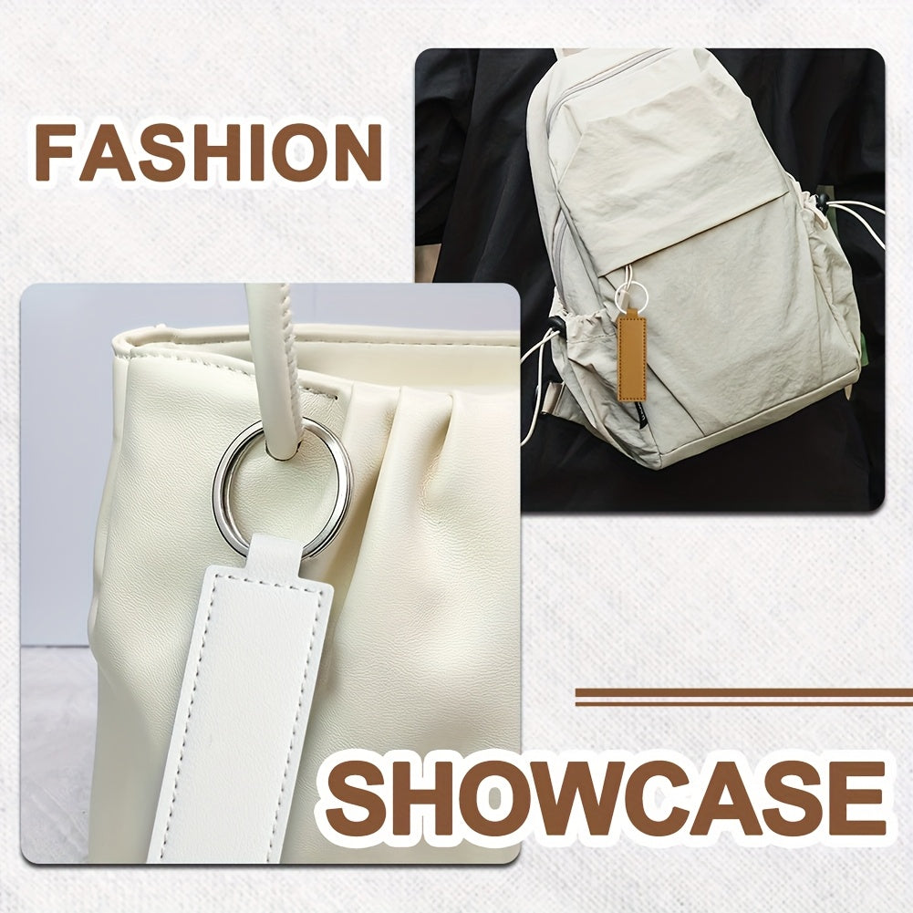 30pcs Faux Leather Key Fob Kit, 4.09*0.98in Rectangular Faux Leather Keychain Blanks with Keychain Rings, Laser Engraving Keychain -DIY School/Corporate Logos Gifts Stamping DIY Handicrafts for Faux Leather Working, Faux Leat