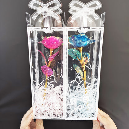 The finished product is packed with a gift box, and the simulated Golden foil artificial rose is suitable for Father's Day, Mother's Day, Graduation, May Day, Octa Boster, and creative gifts for relatives, friends, girlfriend