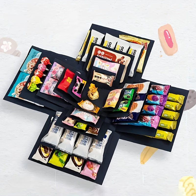 1 Surprise Gift Box Set with Lid, Suitable for Birthdays, Valentine'S Day, Weddings and Proposals, etc. - Multifunctional DIY Party Gift Packaging Kit Without Food, Multi-Compartment Display Box, Made of Paper Material