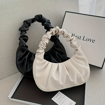 Structured Small Handbag with Ruffled Bow & Snap Button Closure