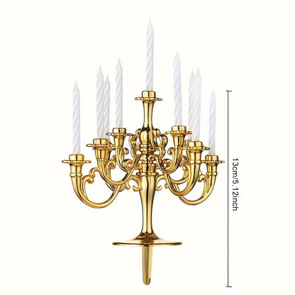 Elegant Candelabra Cake Topper Set with Candles - Perfect for Weddings, Birthdays & Holiday Celebrations - Versatile Table Centerpiece & Home Decor