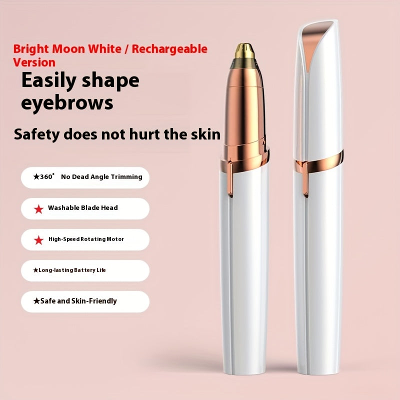 USB Rechargeable Electric Eyebrow Trimmer & Hair Remover Pen - Automatic One-Touch Operation, Stainless Steel Blade, USB-Powered with Lithium Battery, Portable & Lightweight Design for Men & Women, Facial & Body Grooming, Men