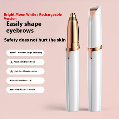 USB Rechargeable Electric Eyebrow Trimmer & Hair Remover Pen - Automatic One-Touch Operation, Stainless Steel Blade, USB-Powered with Lithium Battery, Portable & Lightweight Design for Men & Women, Facial & Body Grooming, Men