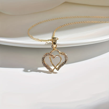 New Simple And Fashionable Irregular Double Heart Necklace Heart Necklace Heart Necklace Valentine's Day Gift