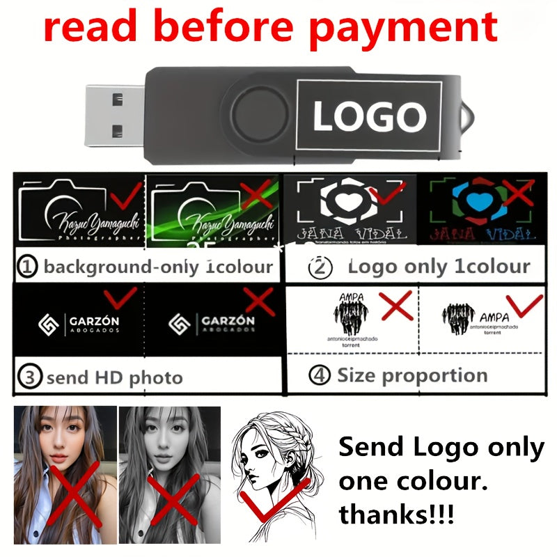 10 Pack Customizable USB Flash Drives Personalize with Your Logo Real Capacity USB 2.0 Available in 128MB/256MB/512MB/4GB/8GB/16GB/32GB for Wedding Favors & Corporate Gifts